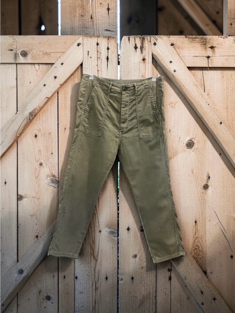 The GREAT Casual Lightweight Cotton/Linen Pants. Green. Size: 29